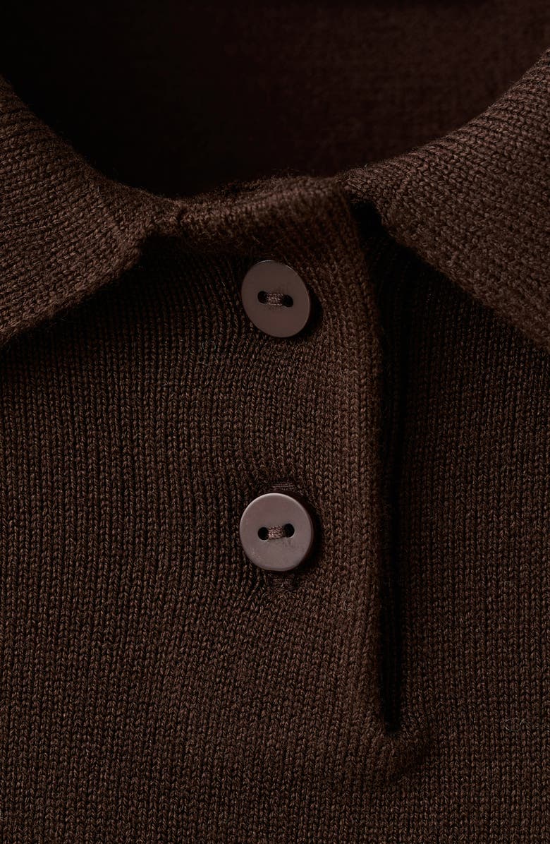 MANGO Contrast Tipped Polo Sweater, Alternate, color, Chocolate