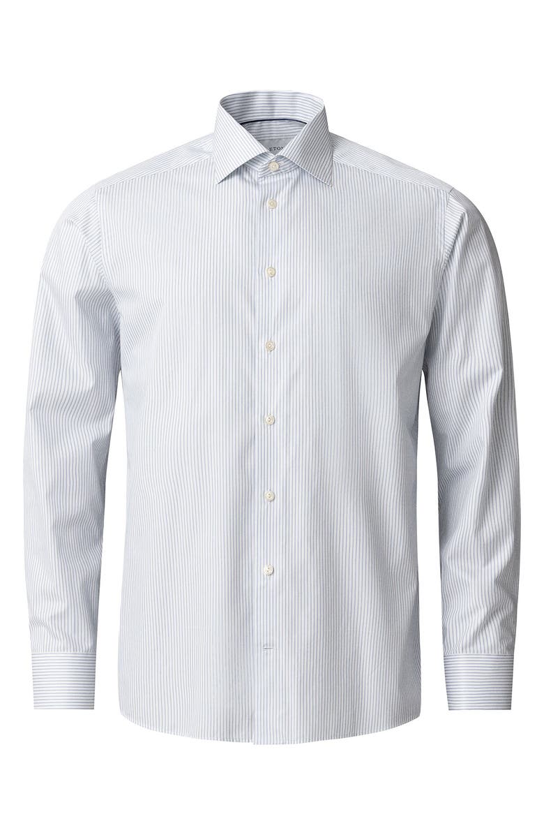 Eton Trim Fit Pinstripe Cotton Dress Shirt, Alternate, color, 