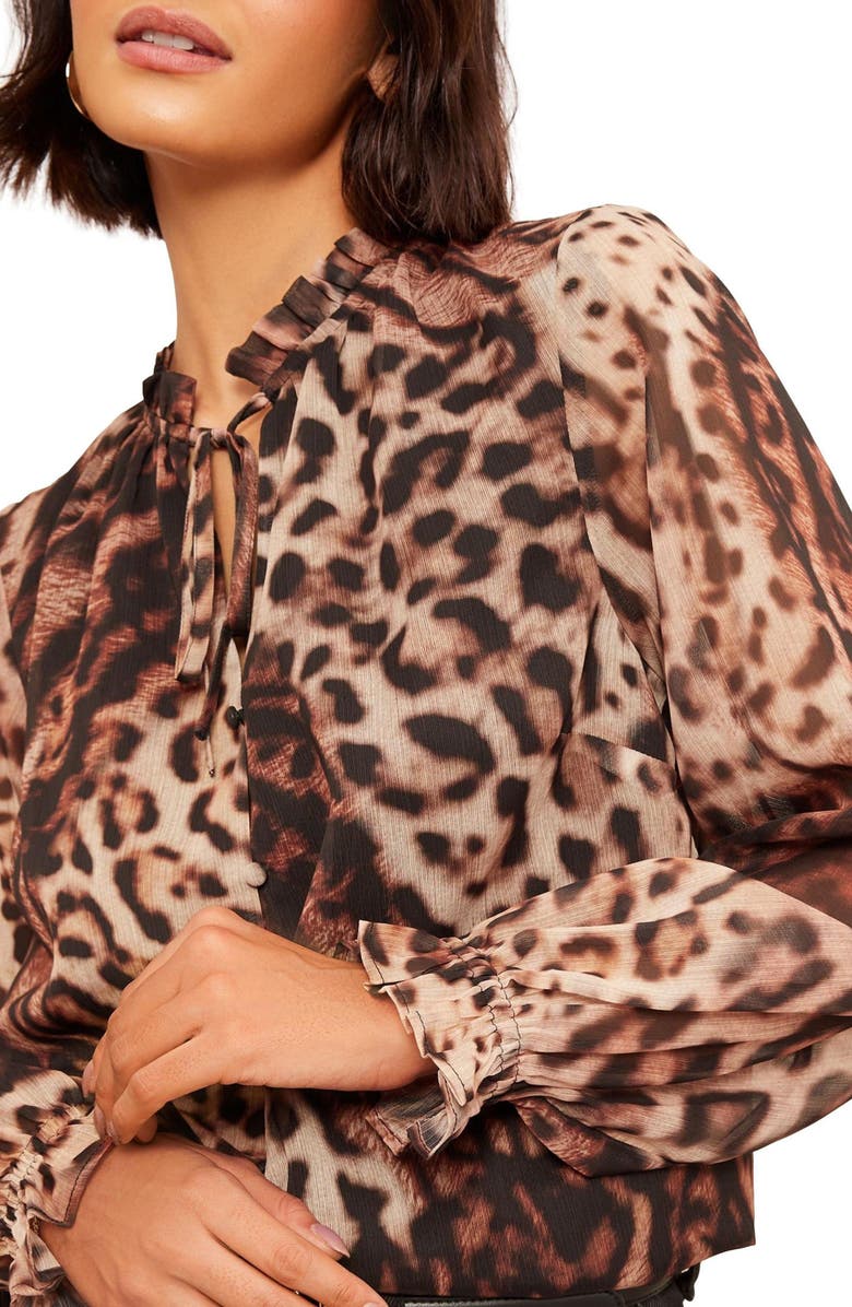 Friends Like These Animal Print Ruffle Top, Alternate, color, Brown