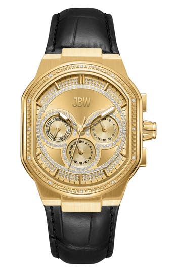 Jbw Men's Orion Diamond Watch In 18k Gold/black
