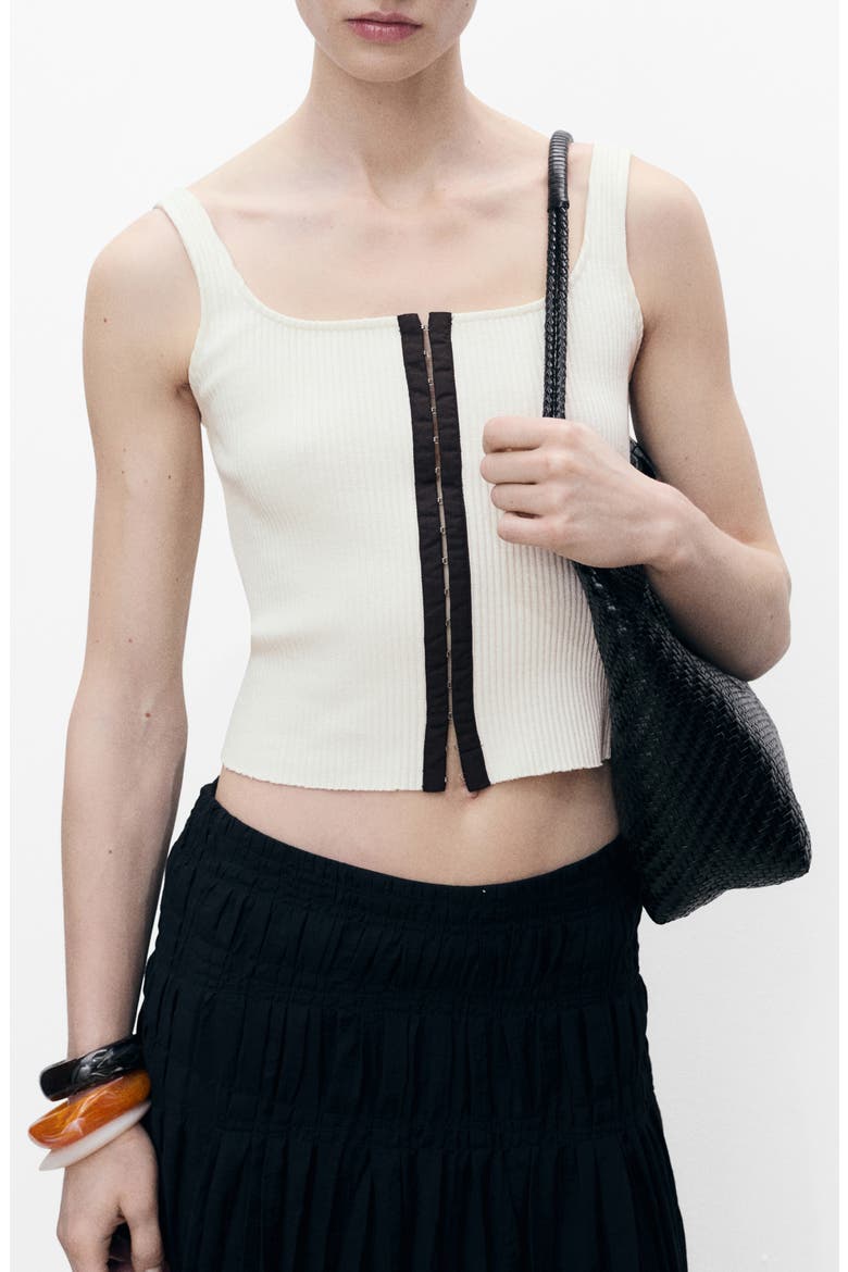 Contrast Placket Rib Tank, Main, color, ECRU
