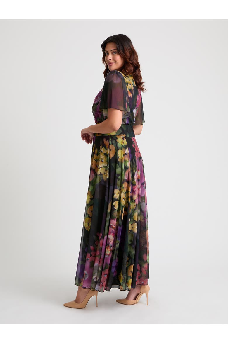Kemi Bolero Wrap Bodice Maxi Gown, Alternate, color, Black Purple
