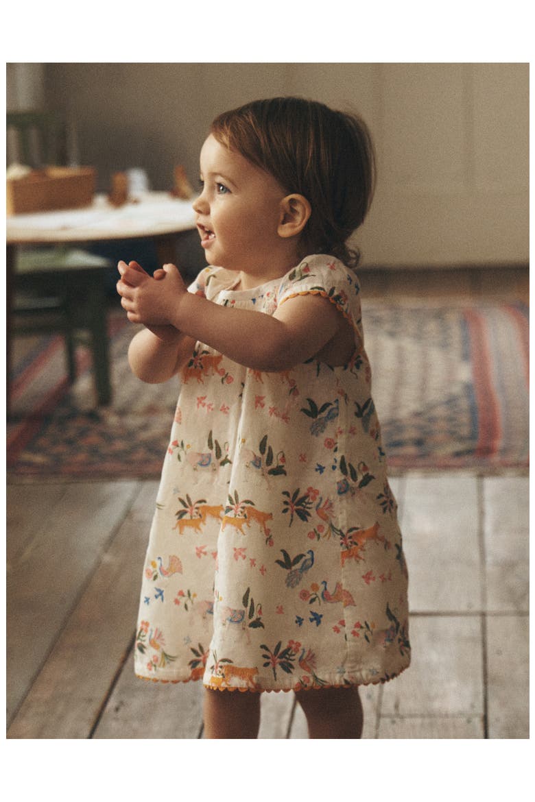 Floaty Shirred Dress, Alternate, color, IVORY JUNGLE ANIMALS