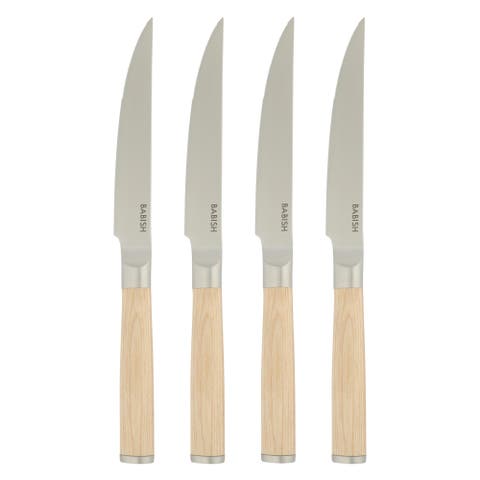 4-Piece German Stainless Steel Steak Knife Set with Pakka Wood Handles