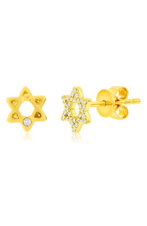 Suzy Levian Diamonds Pavé Diamond Star Of David Stud Earrings In Yellow Gold