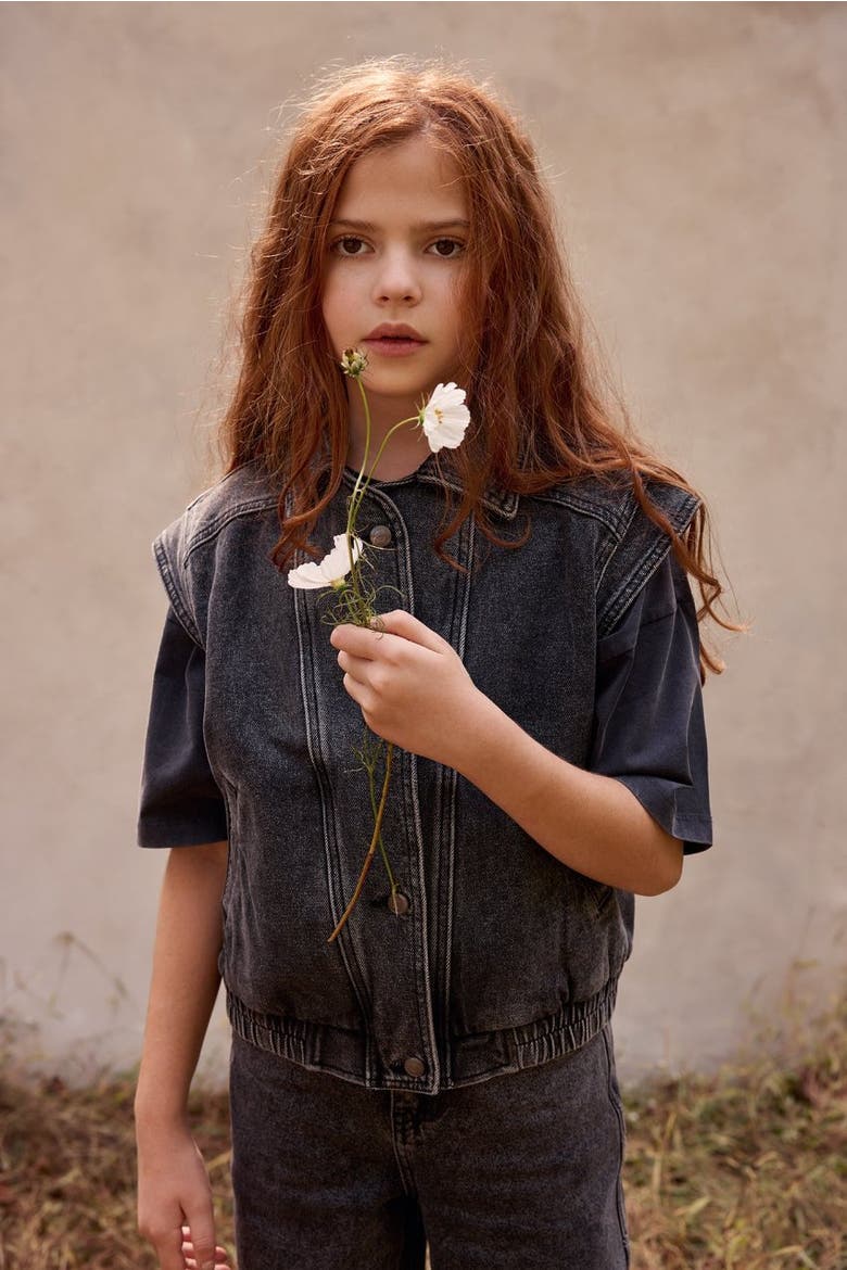 Denim Vest, Alternate, color, Grey Acid Denim