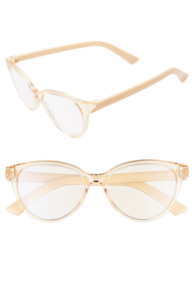 The Book Club The Art of Snore 53mm Blue Light Blocking Reading Glasses, Main, color, Crystal Putty