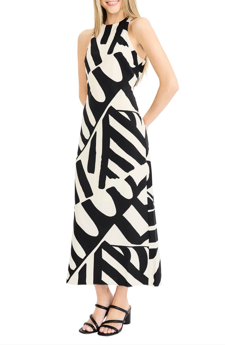 Donna Morgan Abstract Print Sleeveless Maxi Dress, Alternate, color, Cream/ Black