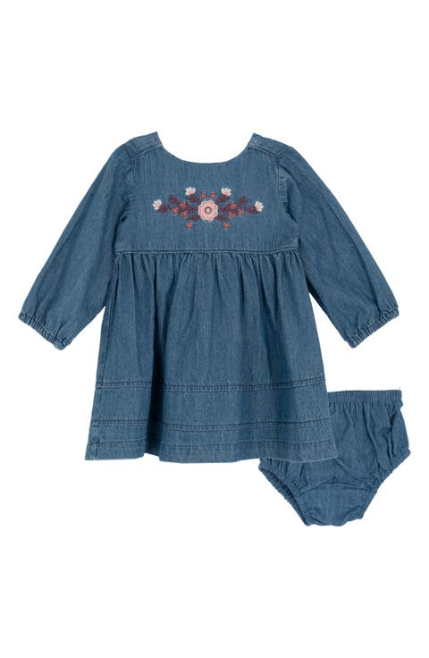 Embroidered Long Sleeve Denim Dress (Baby)