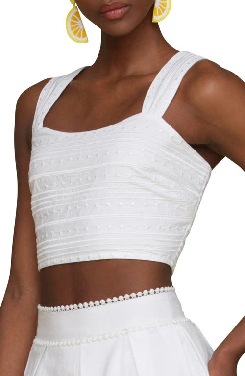 Shop Avec Les Filles Embroidered Cotton Crop Tank In White