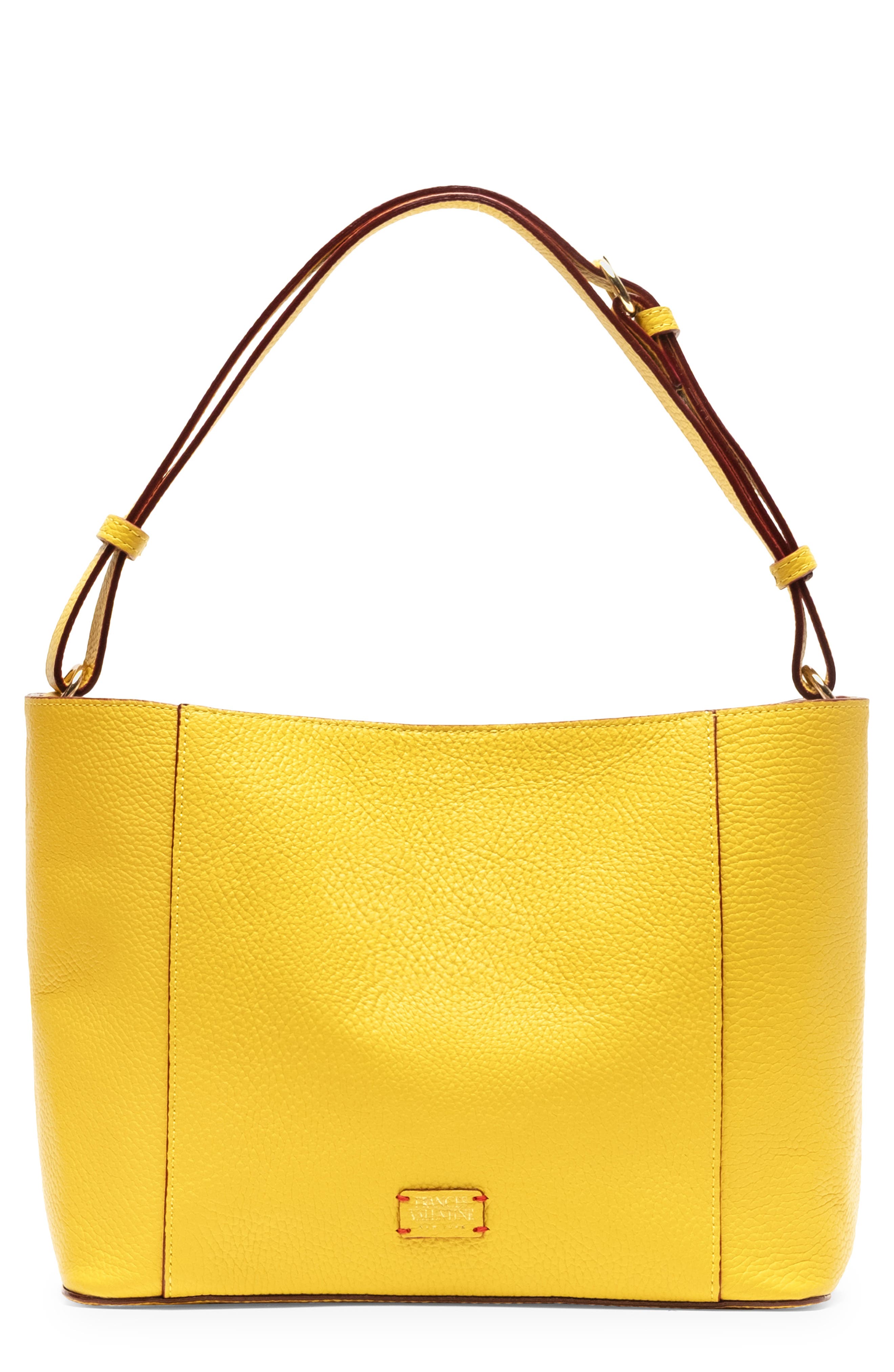 Frances Valentine June Tumbled Leather Hobo Bag, Main, color, Canary