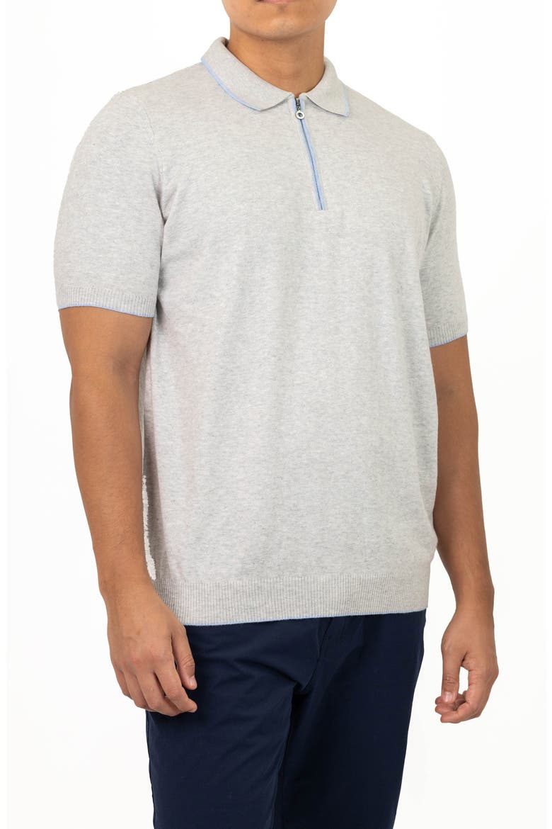 Mitte Zip Cotton Polo, Alternate, color, GREY