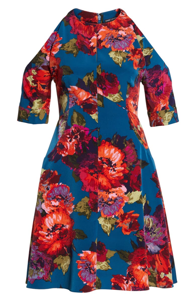 Maggy London Cold Shoulder Fit & Flare Dress, Alternate, color, 