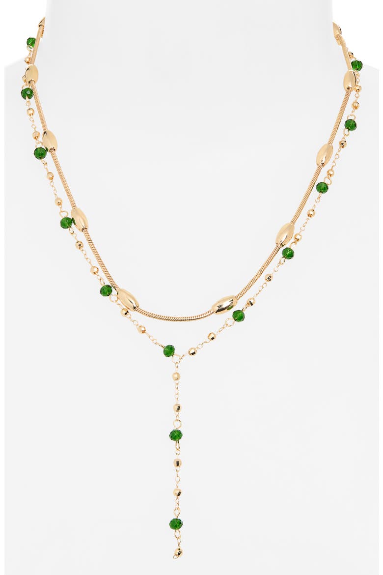 Crystal Layered 'Y' Necklace, Alternate, color, GREEN