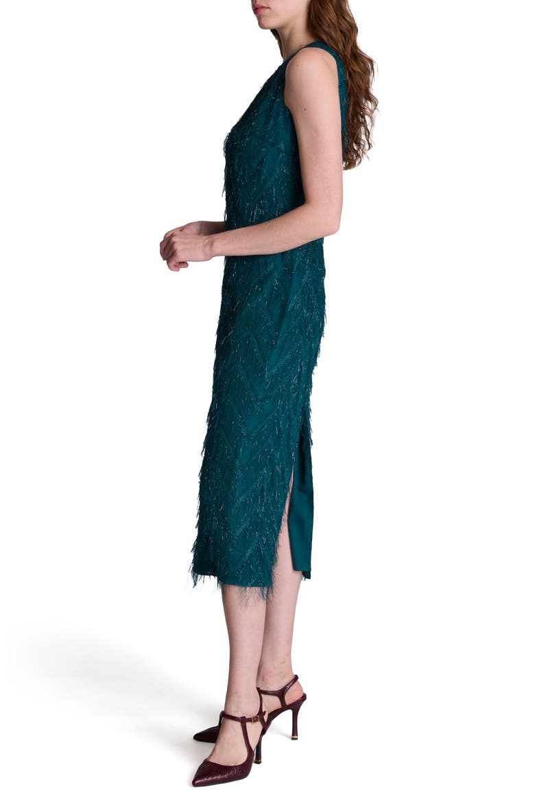 Fringe Racerback Midi Sheath Dress, Alternate, color, TEAL DUSK