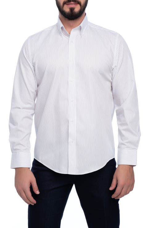 Stripe Cotton Slim Fit Button Down Shirt