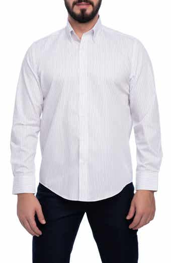 VELLAPAIS Stripe Cotton Slim Fit Button Down Shirt