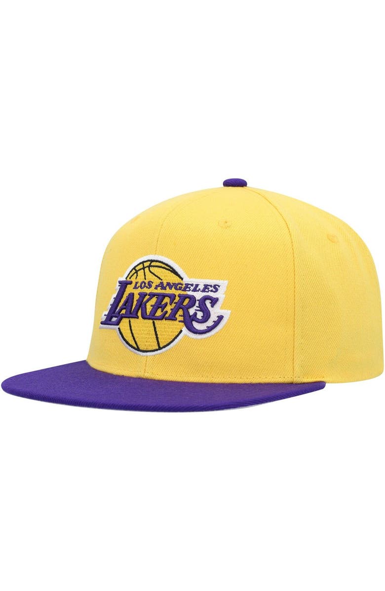Mitchell & Ness Men's Mitchell & Ness Gold/Purple Los Angeles Lakers Side Core 2.0 Snapback Hat, Alternate, color, Gold