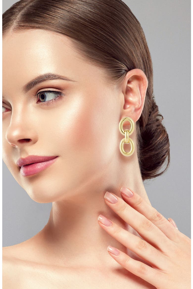 18K Yellow Gold Plated Sterling Silver Link Drop Earrings, Alternate, color, GOLD
