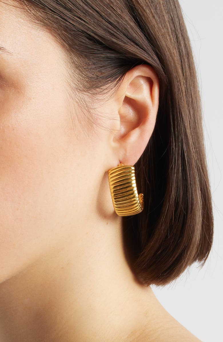 Karine Sultan Snakeskin Textured Hoop Earrings, Alternate, color, 