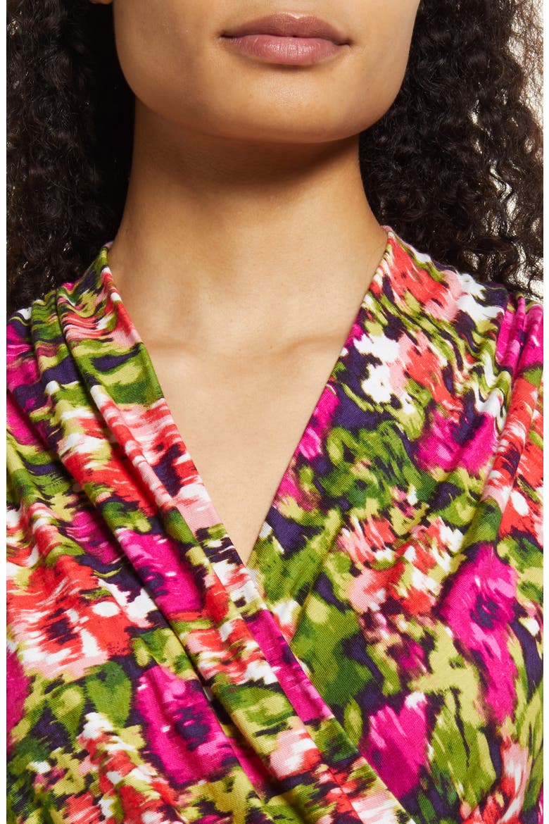 Floral Sleeveless Faux Wrap Top, Alternate, color, FUSCHIA