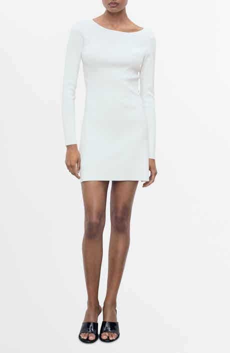 MANGO Long Sleeve Open Back Knit Minidress