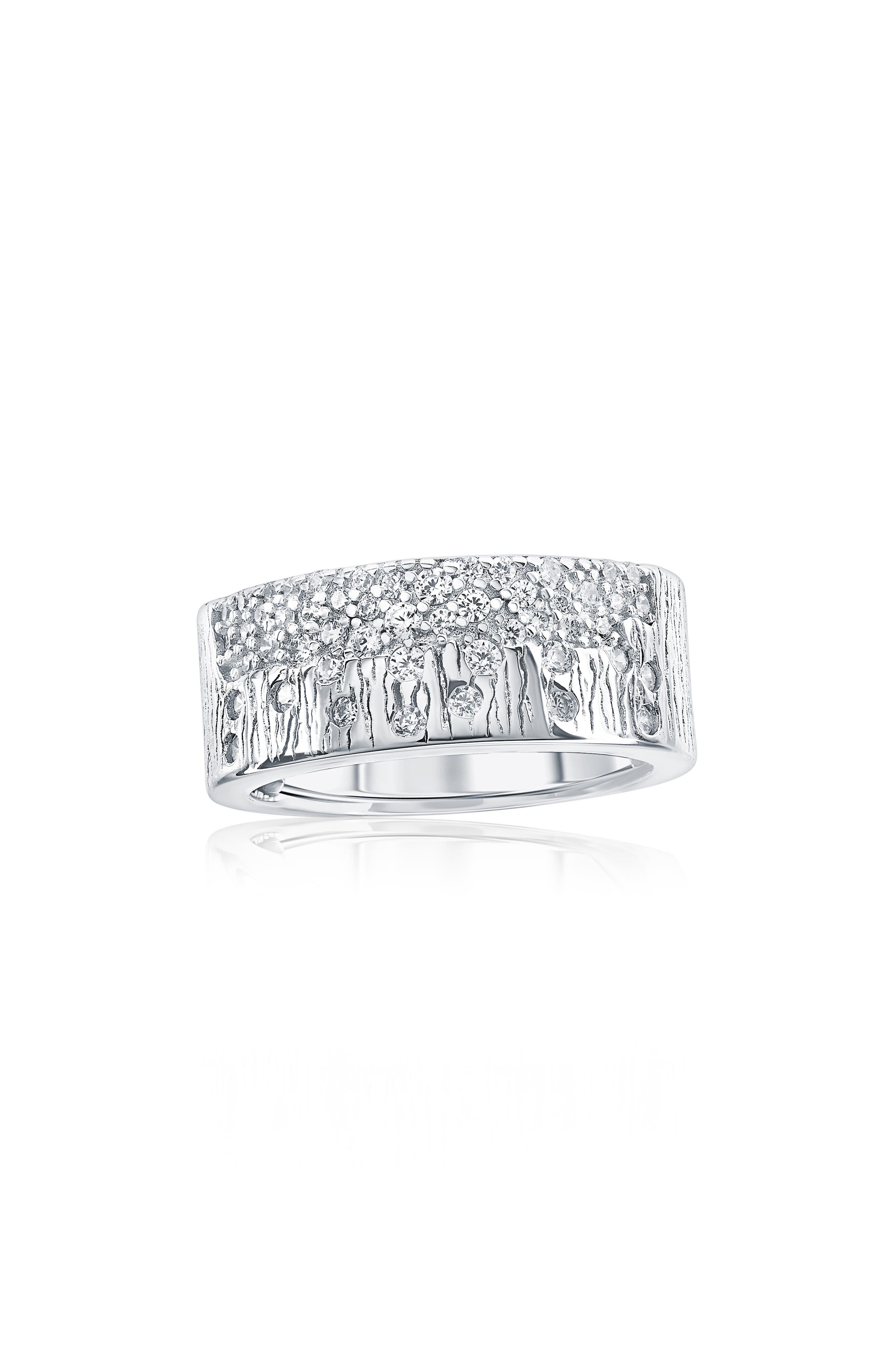 SUZY LEVIAN Scattered Cubic Zirconia Cigar Band Ring