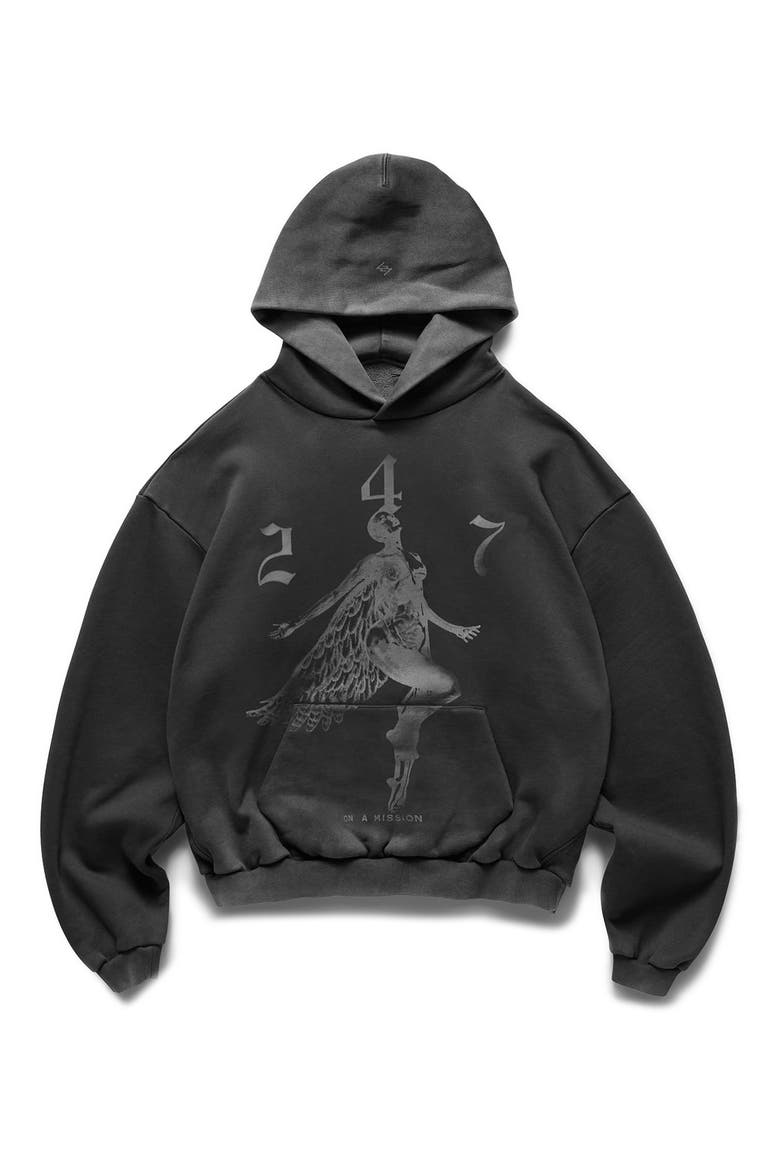 247 Fallen Angel Graphic Hoodie, Alternate, color, VINTAGE BLACK