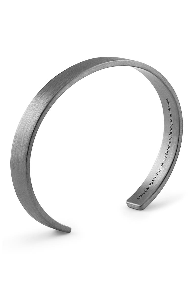 Men's 21G Brushed Sterling Silver Ribbon Cuff Bracelet, Alternate, color, BLACK SILVER