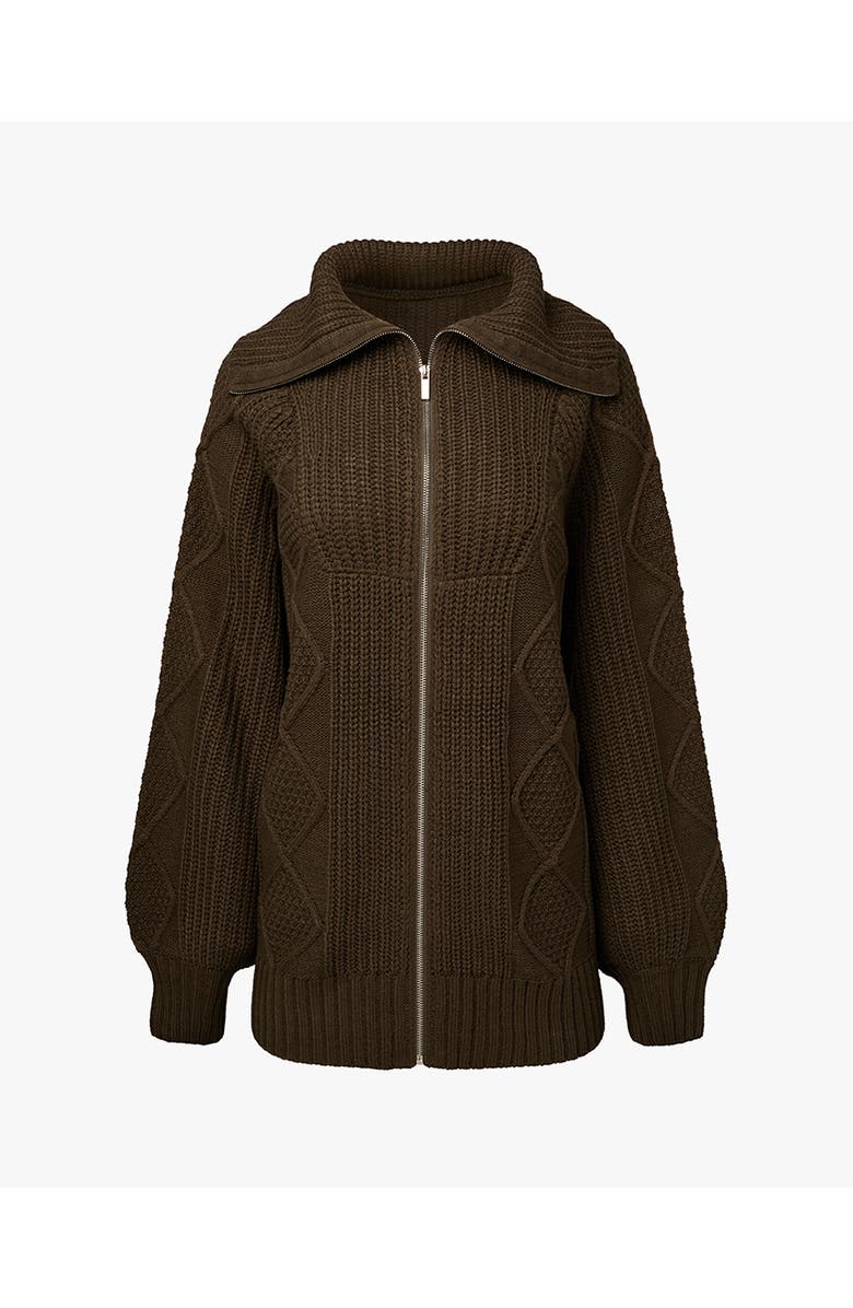 WeWoreWhat Chunky Cable Knit Zip Up Jacket, Alternate, color,