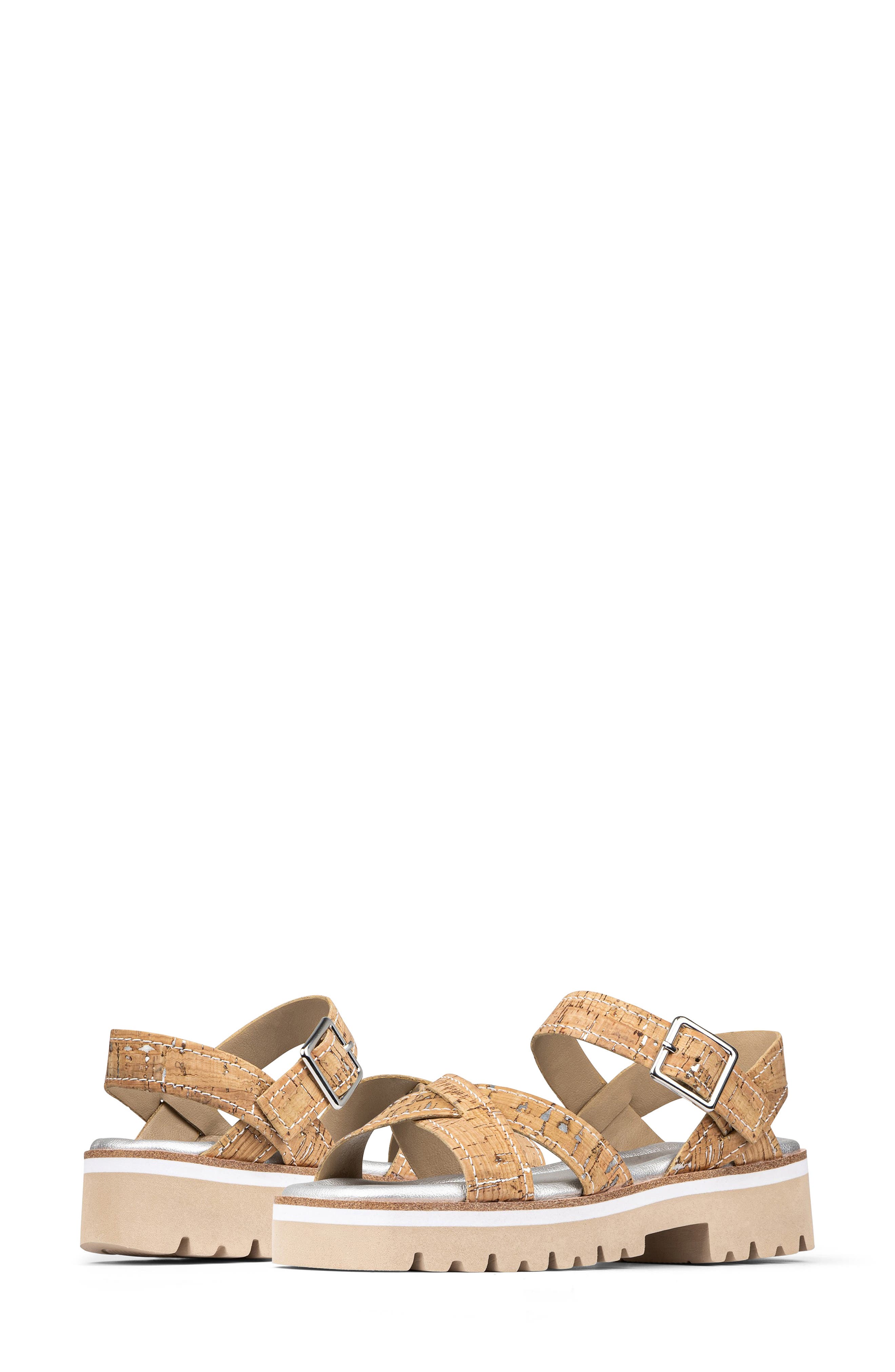 Donald Pliner Lug Sole Slingback Sandal, Alternate, color, Natural/ Silver