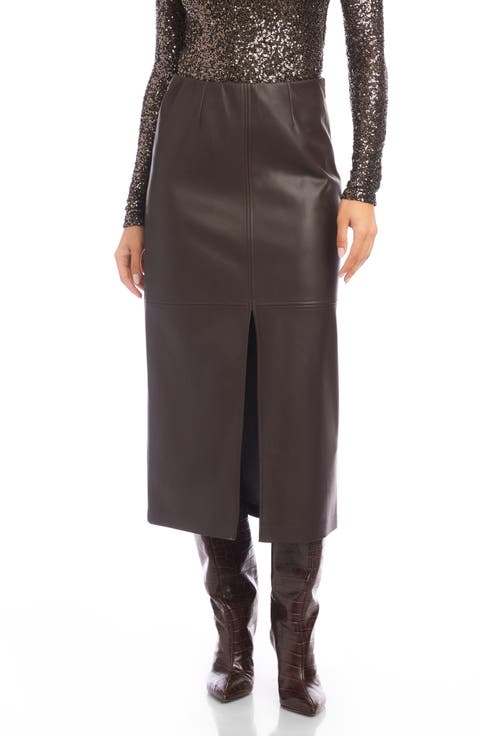 Kaia Faux Leather Midi Skirt