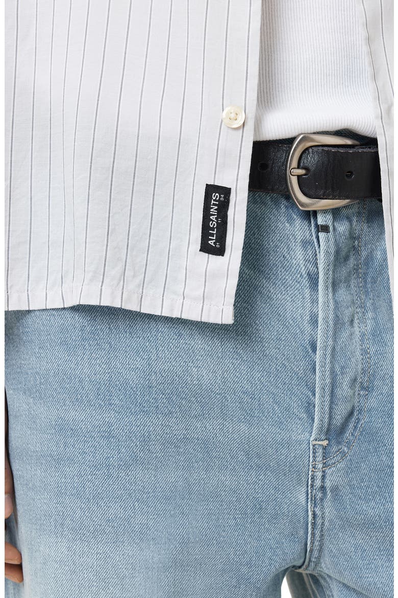 Arran Stripe Short Sleeve Button-Up Shirt, Alternate, color, WHITE/ CHARCOAL