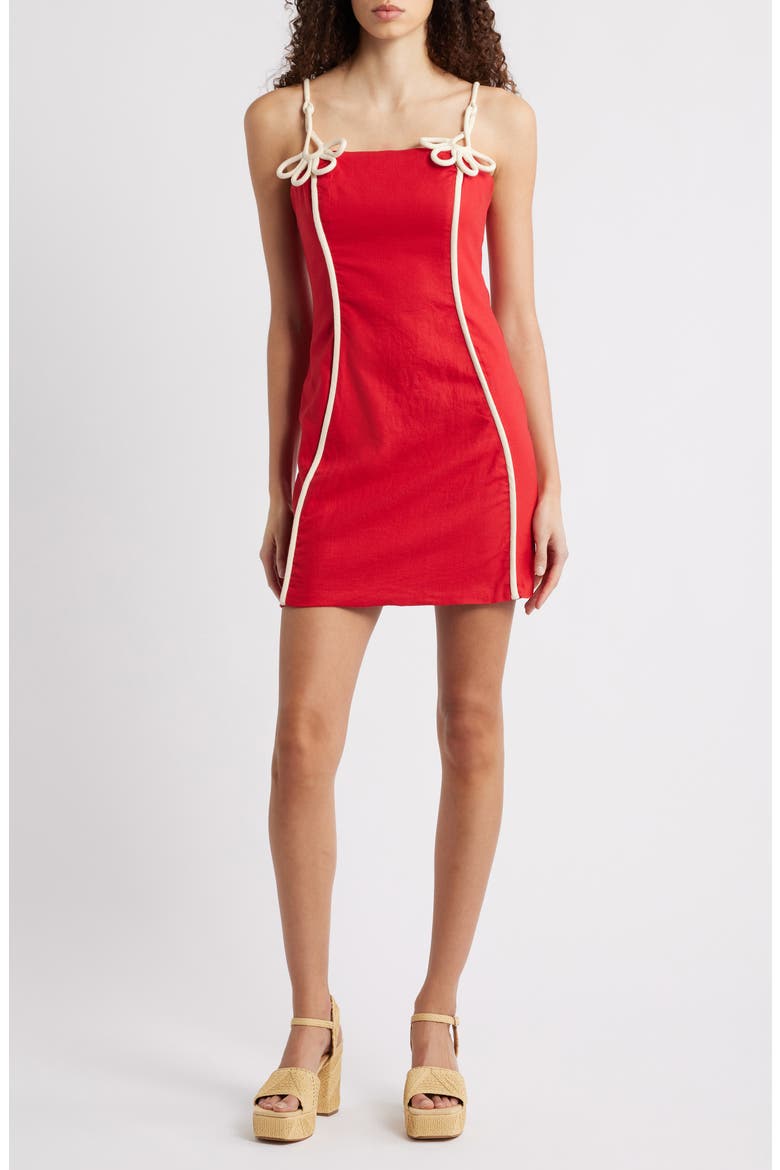 Contrast Piping Sundress, Main, color, RED