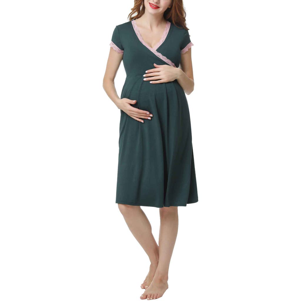 Kimi & Kai Jenny Maternity/nursing Nightgown In Forest Green