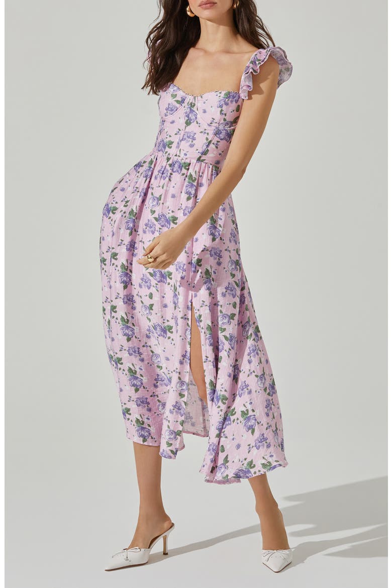 Wedelia Floral Print A-Line Dress, Alternate, color, PURPLE FLORAL