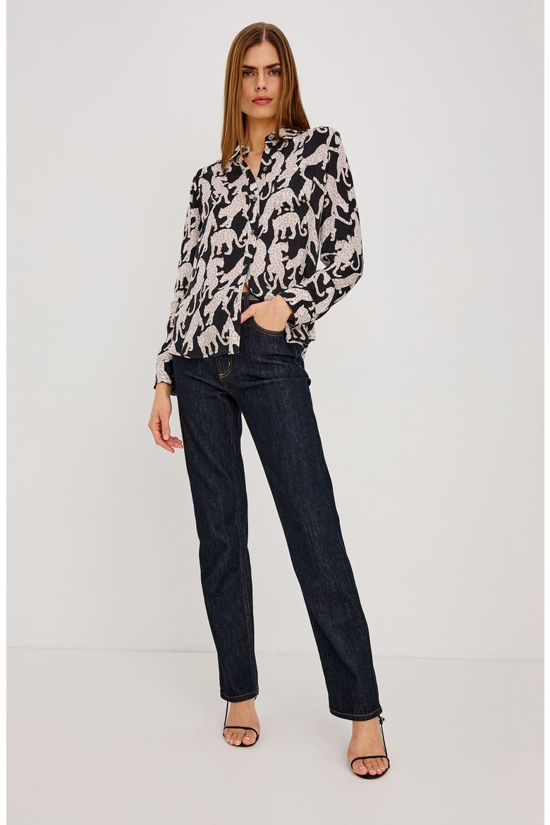 Alyssa Button Front Shirt, Alternate, color, ONYX JAGUAR