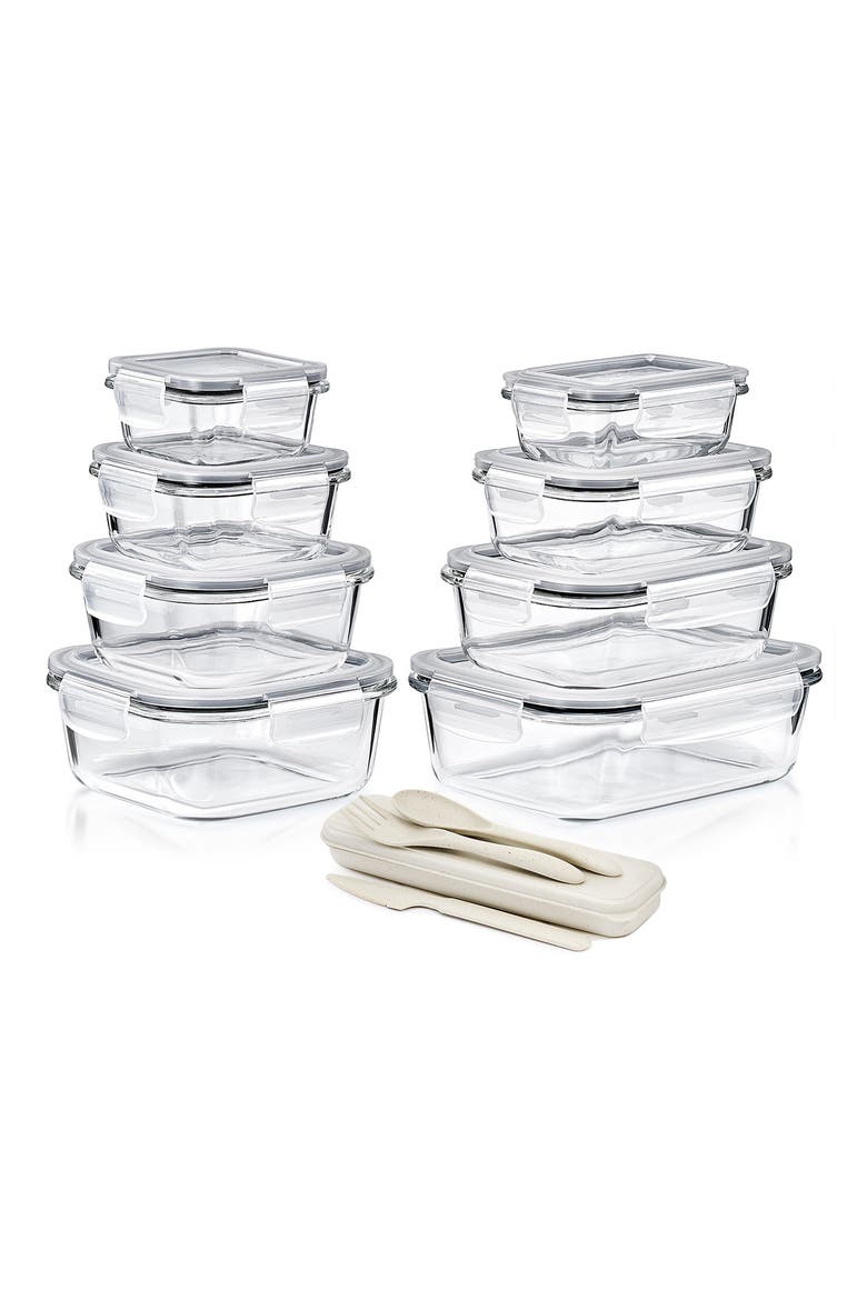 8-Pack Glass Food Prep Storage Containers, Alternate, color, CLEAR