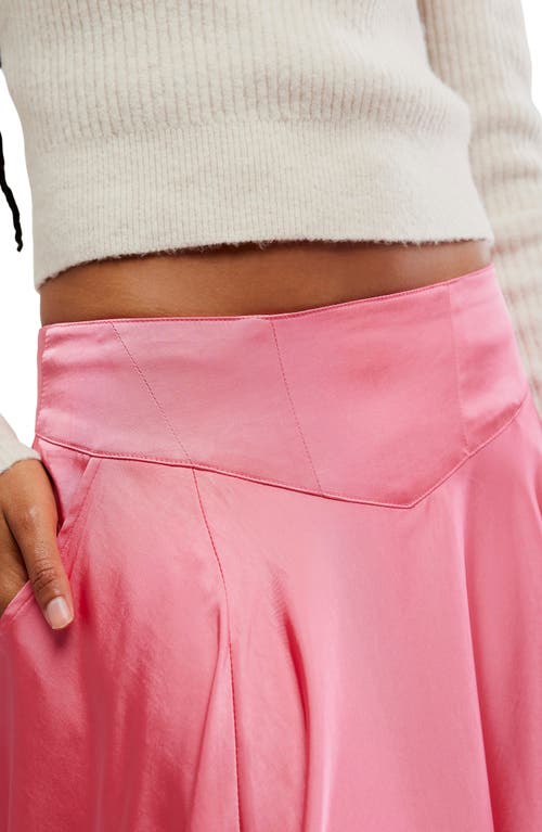 Free People Chilco Side Slit Satin Maxi Skirt In Pink