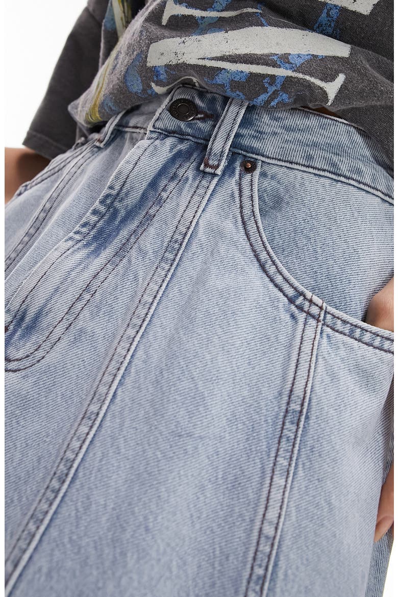 Full Circle Denim Maxi Skirt, Alternate, color, MID BLUE