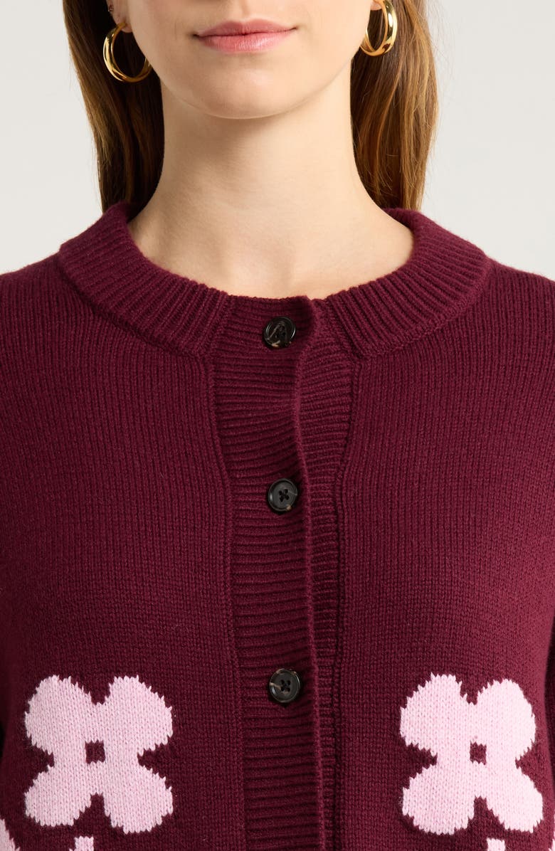 Rails Mavie Intarsia Floral Cardigan, Alternate, color, Garnet Daisy