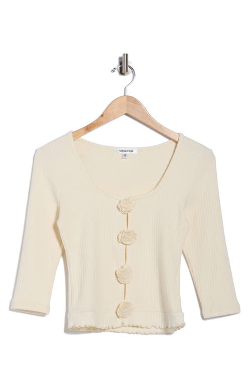 Vigoss Rosette Scoop Neck Knit Top In Neutral
