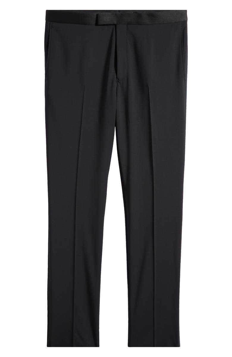 Jack Victor Phoenix Black Flat Front Super 130s Wool Tuxedo Pants, Main, color, Black