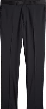 Jack Victor Phoenix Black Flat Front Super 130s Wool Tuxedo Pants