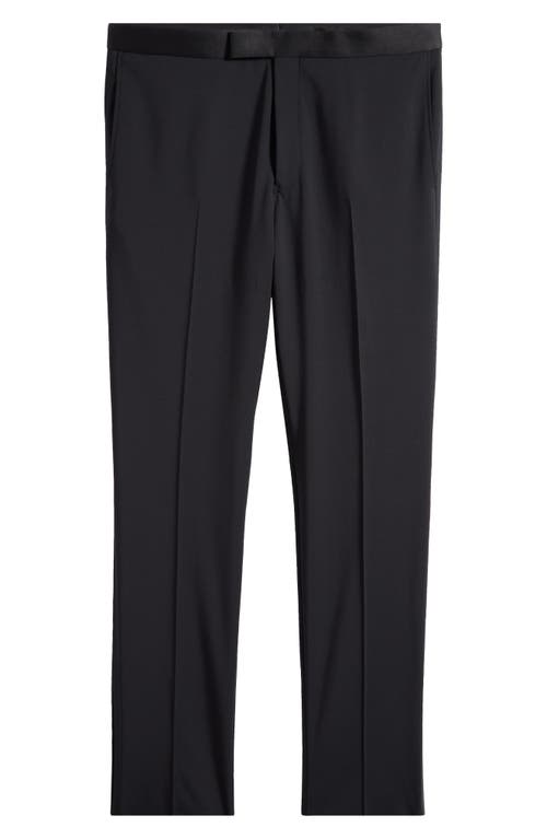 Jack Victor Phoenix Black Flat Front Super 130s Wool Tuxedo Pants In Black