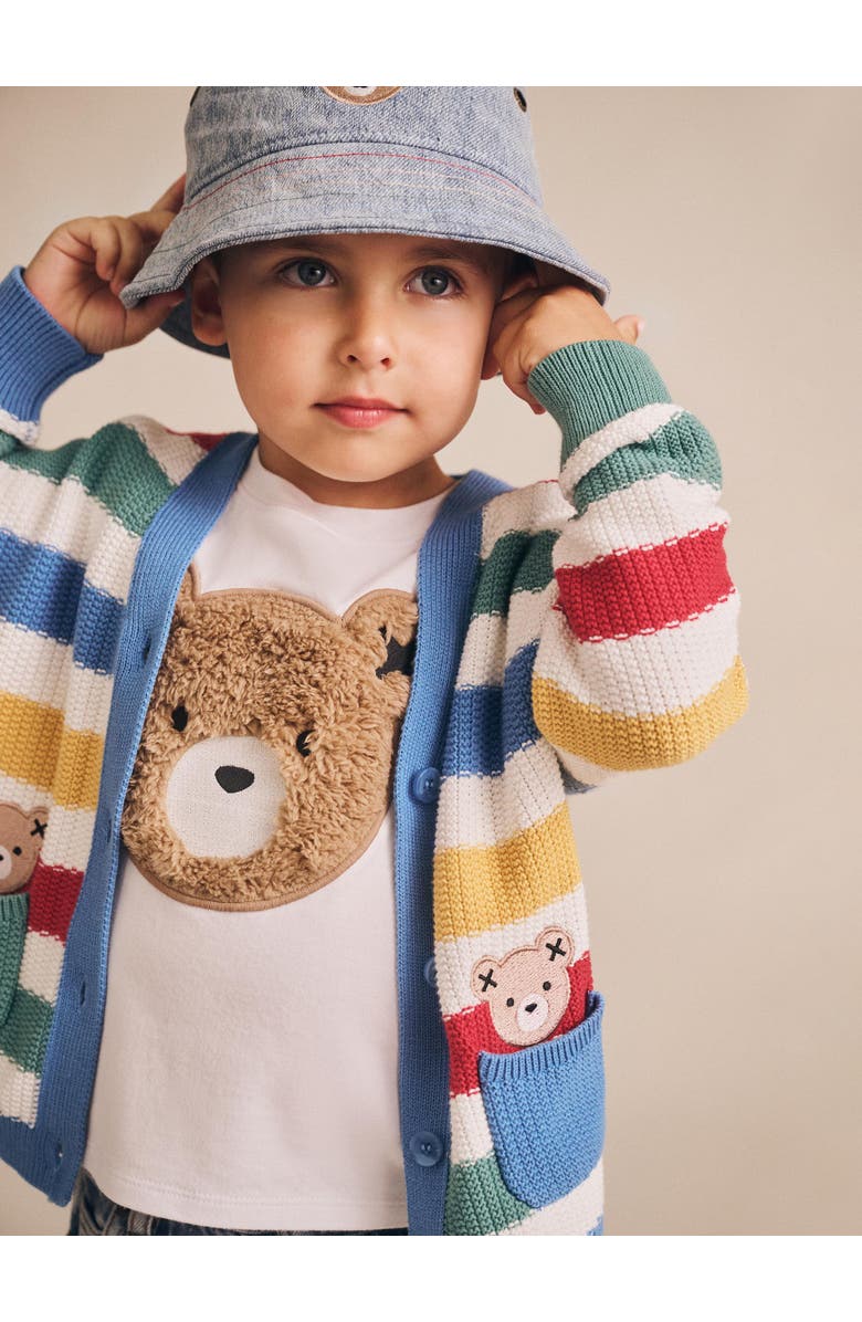 Huxbaby Peekaboo Hux Stripe Knit Cardi, Alternate, color, Multi