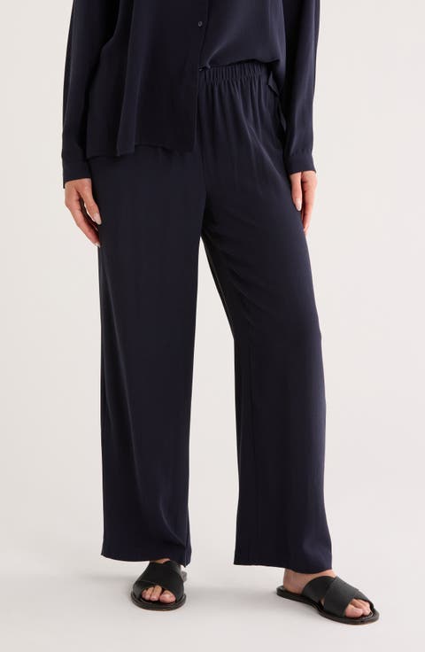 Straight Leg Silk Ankle Pants