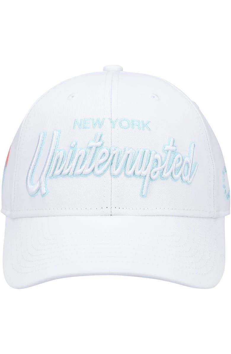 Mitchell & Ness Men's Mitchell & Ness x Uninterrupted White New York Nets Logo Snapback Hat, Alternate, color,