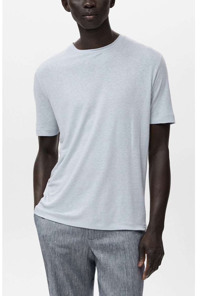 Slim Fit Linen Blend T-Shirt, Main, color, AQUA GREEN