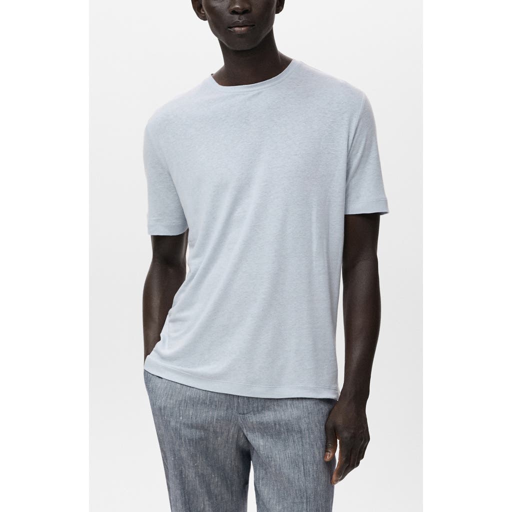 Mango Slim Fit Linen Blend T-shirt In Gray